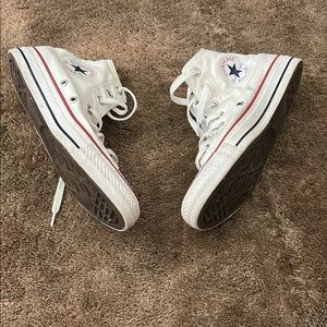 Converse Kids White High-Top Sneakers with Red and Blue Accents